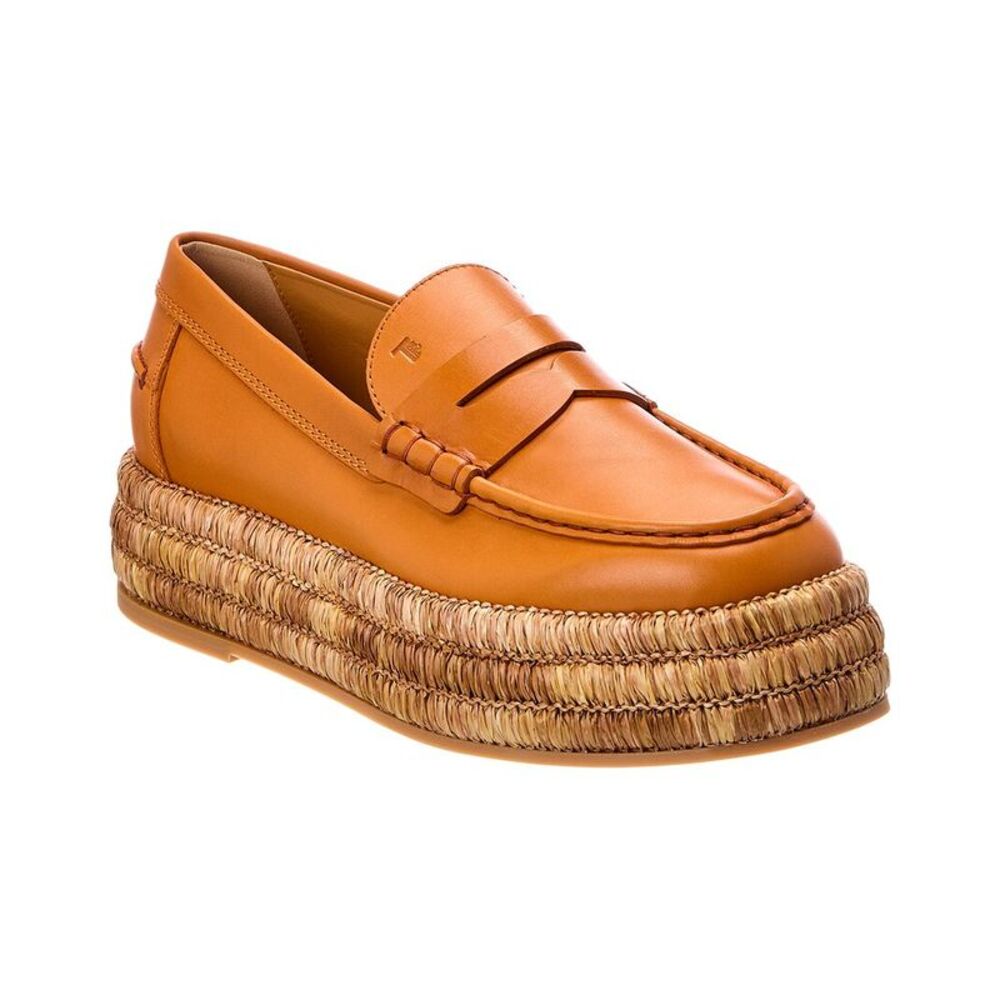 Tod's Raffia & Leather Espadrille, Orange